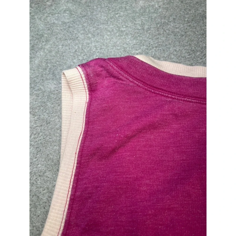 Free People Intimately Pink Varsity‎ V-Neck Bodysuit Sleeveless XS Small Preppy
